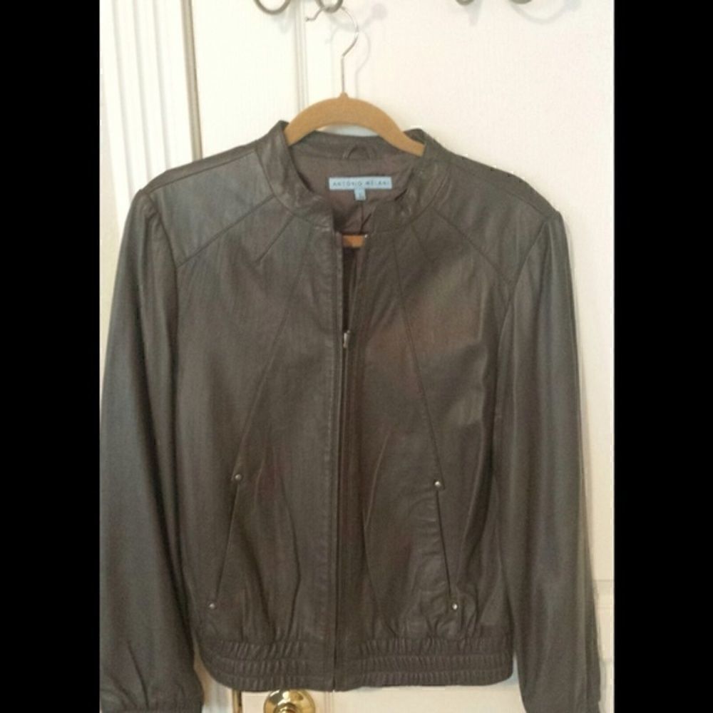 Dark gray leather jacket 